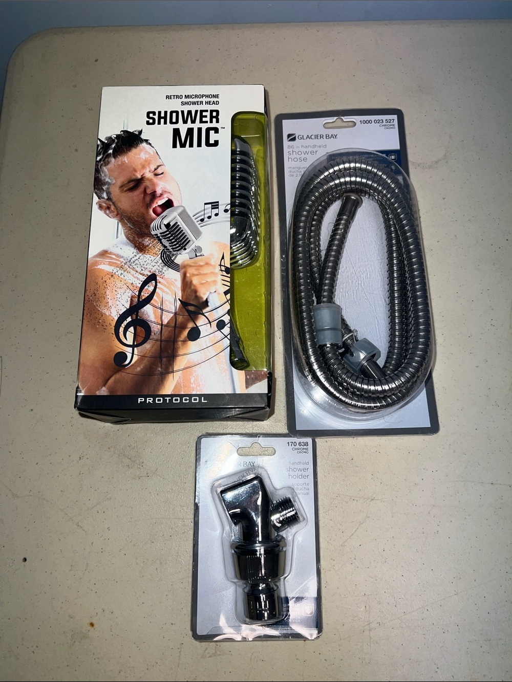 Protocol Retro Microphone Shower Mic - White and Chrome Accessories Set